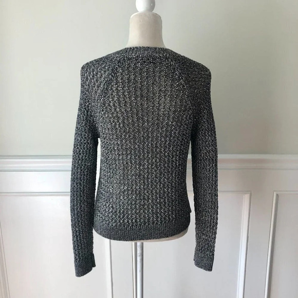 Lucky Brand Gray Silver Metallic Crew Neck Sweater M - Picture 4 of 5